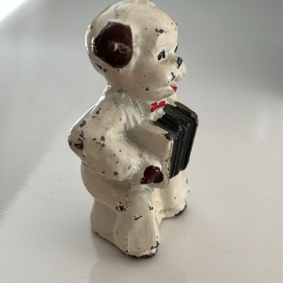 Antique Cast Metal Miniature Dog Playing the Accordion Figurine Toy - Picture 9 of 13